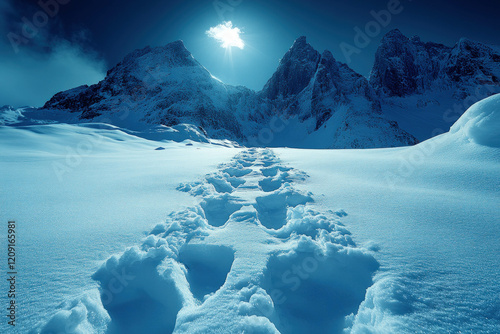 Ski Tracks In Snow