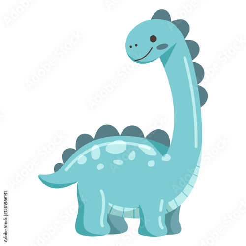 Cute Blue Brontosaurus Character Illustration