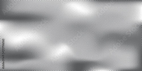 Grunge halftone gradient background. Faded grit noise texture. White and black sand wallpaper. Retro pixelated backdrop. Anime or manga style comic overlay. Vector