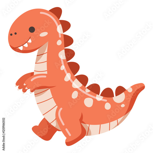 Cute Cartoon Red T-rex Illustration