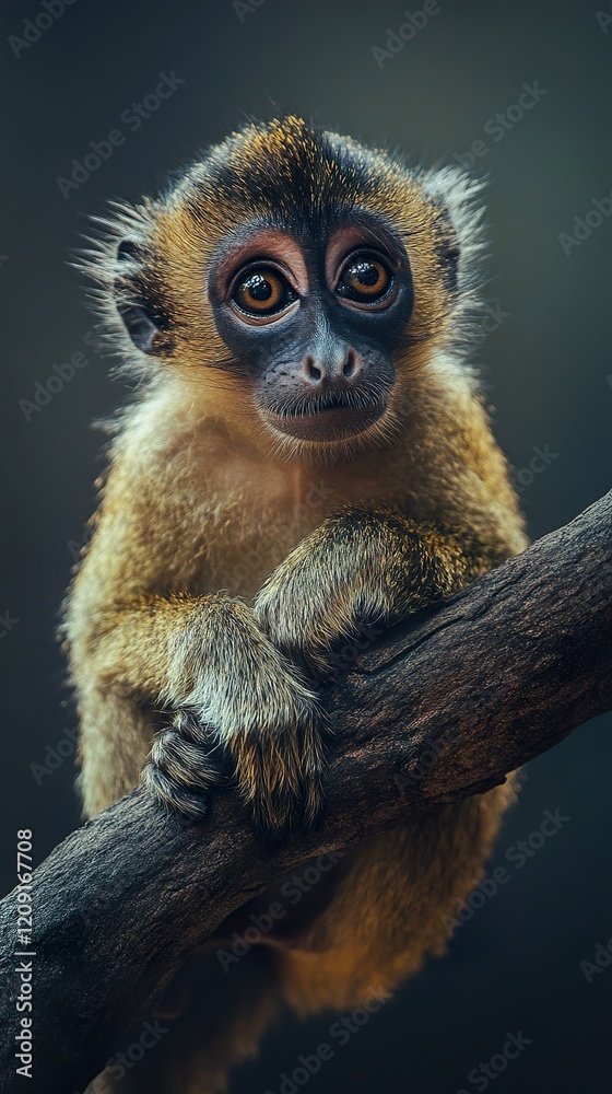 Fototapeta premium Adorable Baby Monkey on Branch