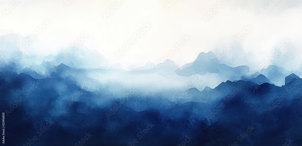 Blue Watercolor Gradient Background with Soft Clouds and Foggy Haze for Elegant Design Blue Watercolor Gradient Background with Soft Clouds and Foggy Haze for Elegant Design