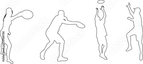 Vector sketch illustration silhouette design of people playing frisbee