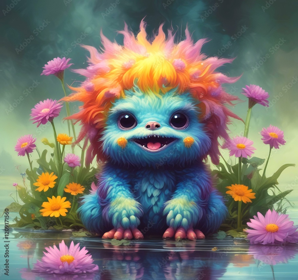 Illustration of fluffy and cute small monster. Illustration of fluffy and cute small monster.