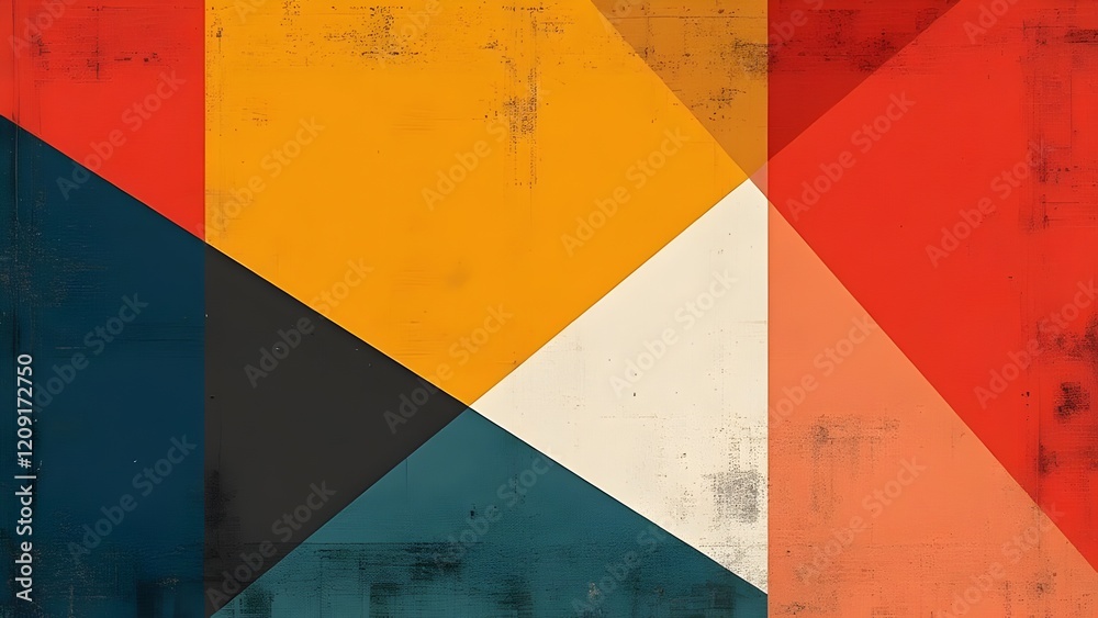 Fototapeta premium Retro Fusion Geometric Abstract Background with Fabric Texture