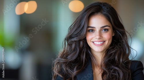 Wallpaper Mural Confident woman smiling, indoor office background, portrait, professional headshot Torontodigital.ca