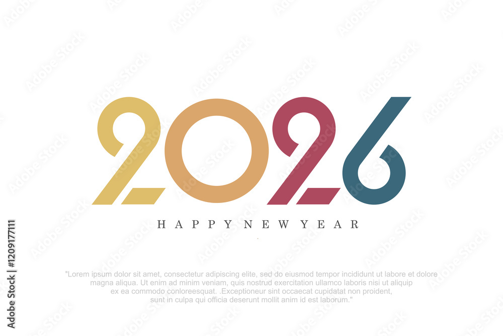 Fototapeta premium Happy new year 2026 design,2026 logo text design. new year celebration concept . Vector illustration