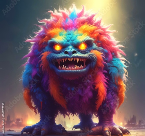 Illustration of fluffy and cute small monster.