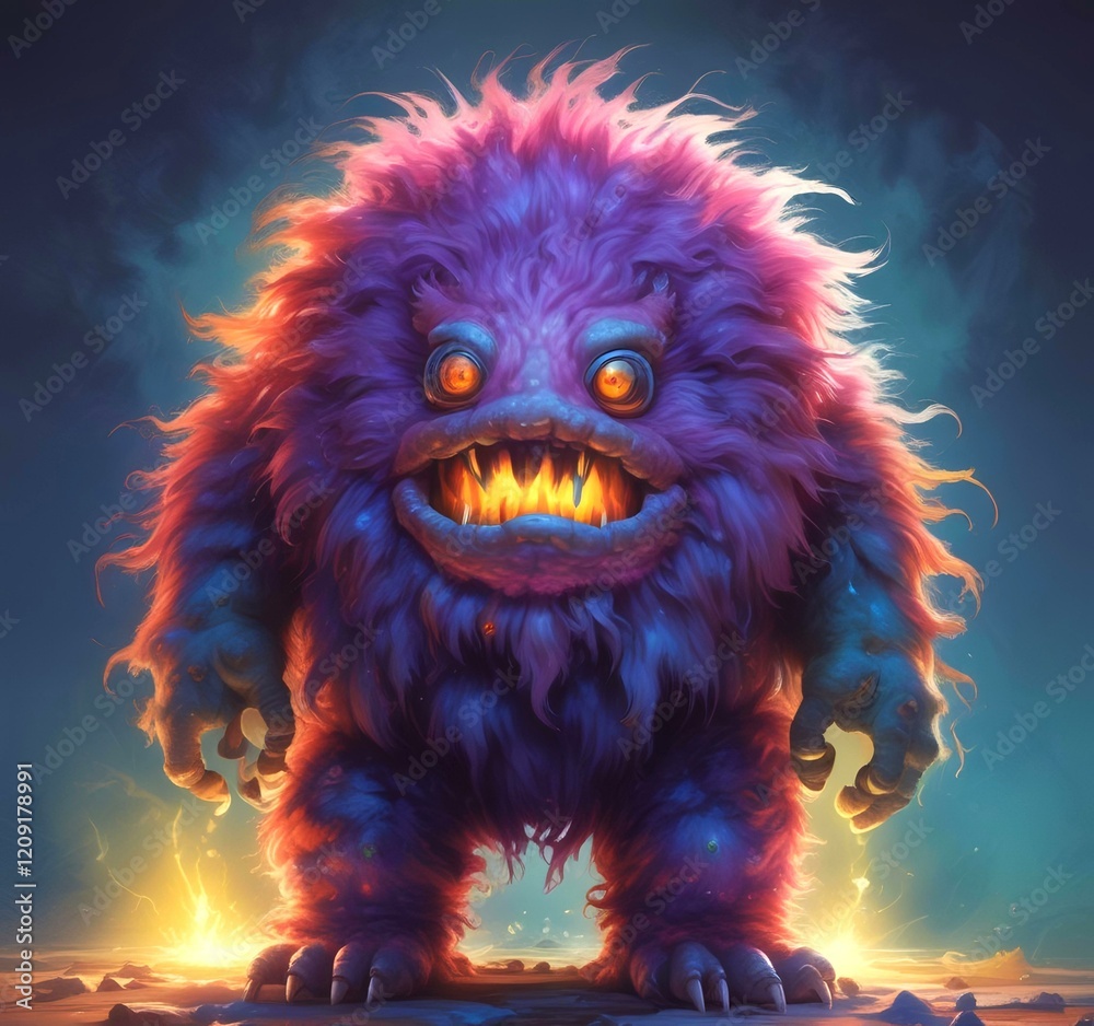 Obraz premium Illustration of fluffy and cute small monster.