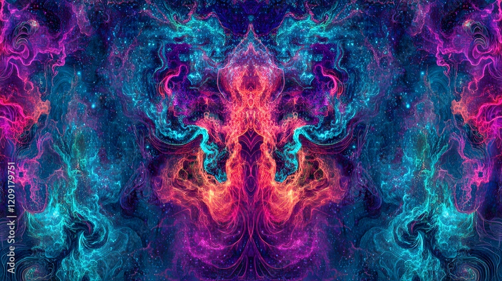 Fototapeta premium Cosmic Nebula: Vibrant Colors Dance