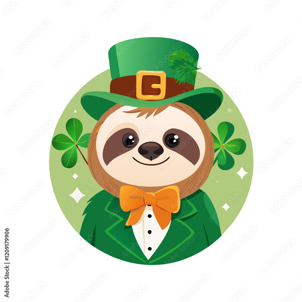 Stylish Sloth in Green Suit and Hat Vector Design Stylish Sloth in Green Suit and Hat Vector Design
