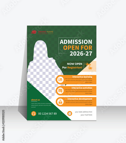 A vibrant flyer promoting admissions for the 2026-2027 academic year.
