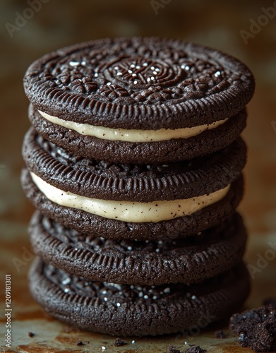 Whimsical Stacked Cookies Still Life with Natural Lighting and Soft Shadows photo