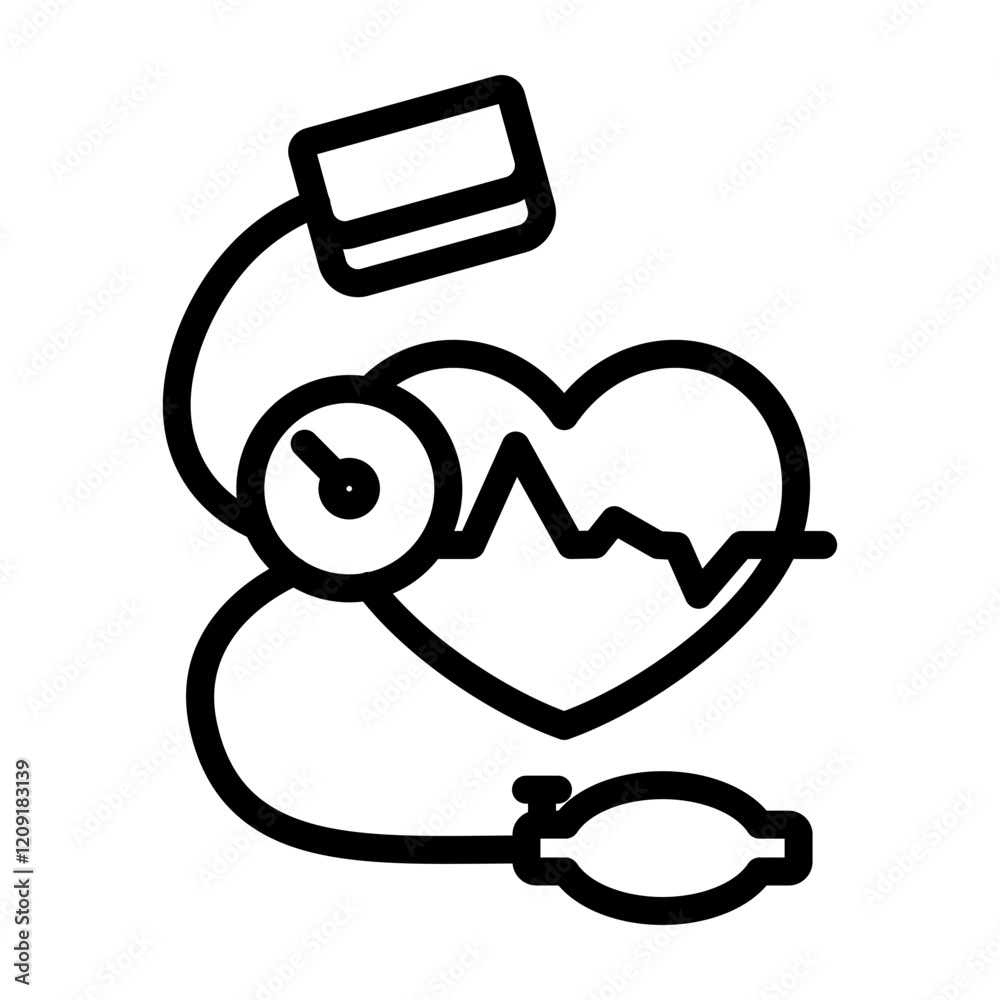 Blood Pressure Monitor Vector Line Icon Design Blood Pressure Monitor Vector Line Icon Design