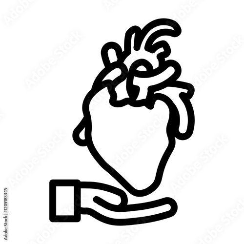 Heart Donation Vector Line Icon Design