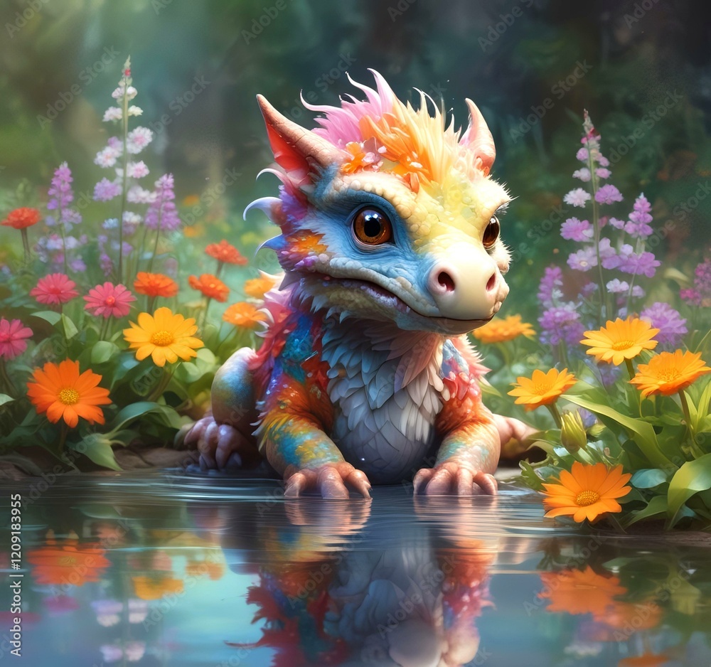 Illustration of adorable baby dragon. Illustration of adorable baby dragon.