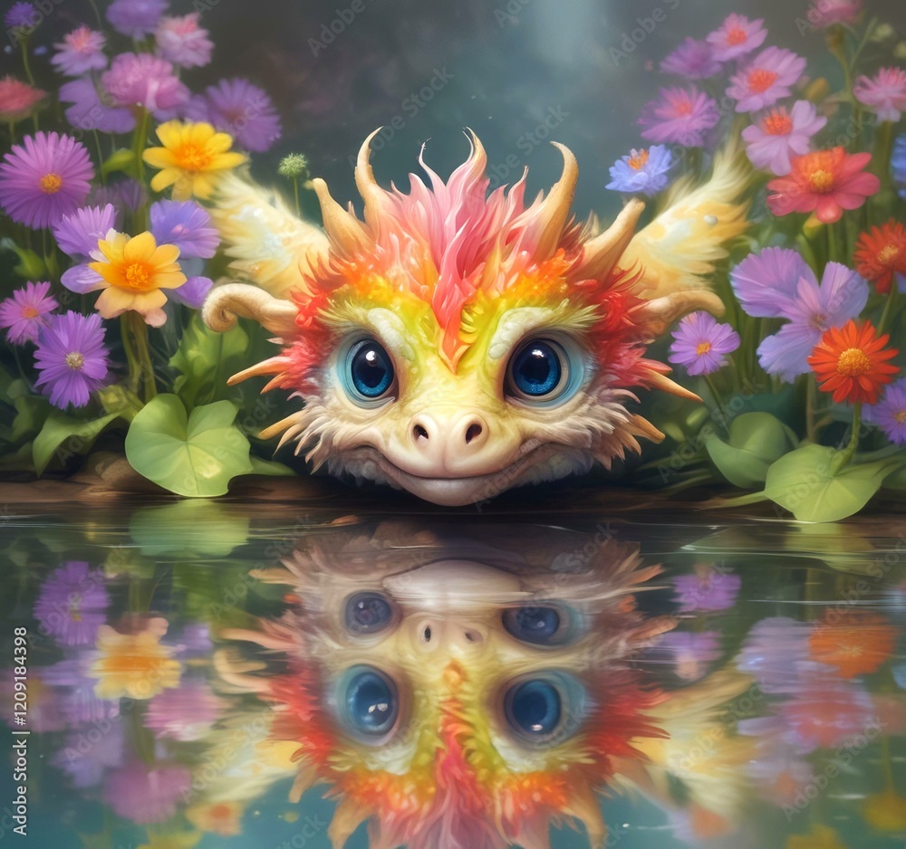 Naklejka premium Illustration of adorable baby dragon.
