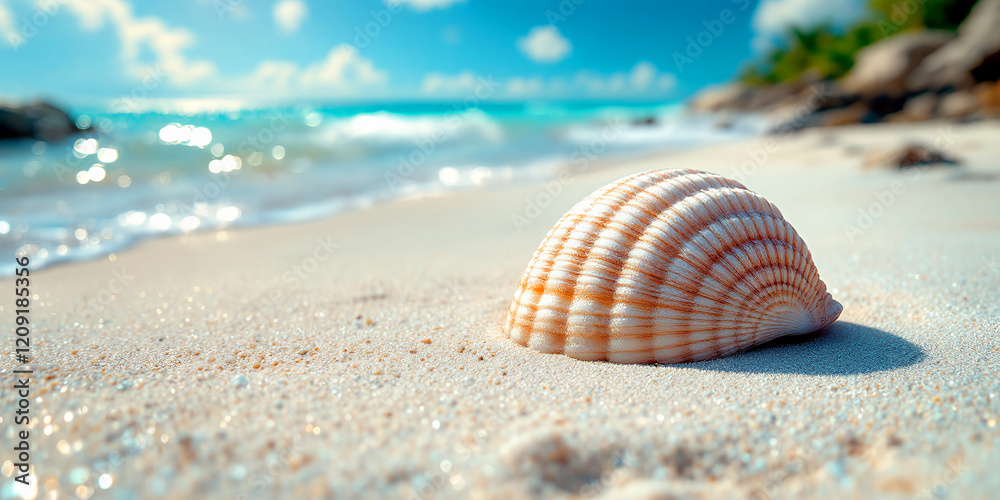 Stunning Seashell on Tropical Beach Paradise Stunning Seashell on Tropical Beach Paradise