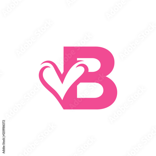 initial letter b heart negative space logo