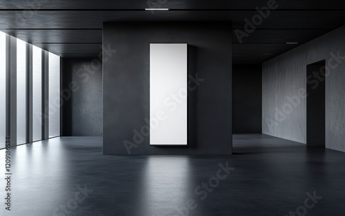 A simple room features a door and a window, highlighting basic architectural elements and functional design in a minimalistic space.
