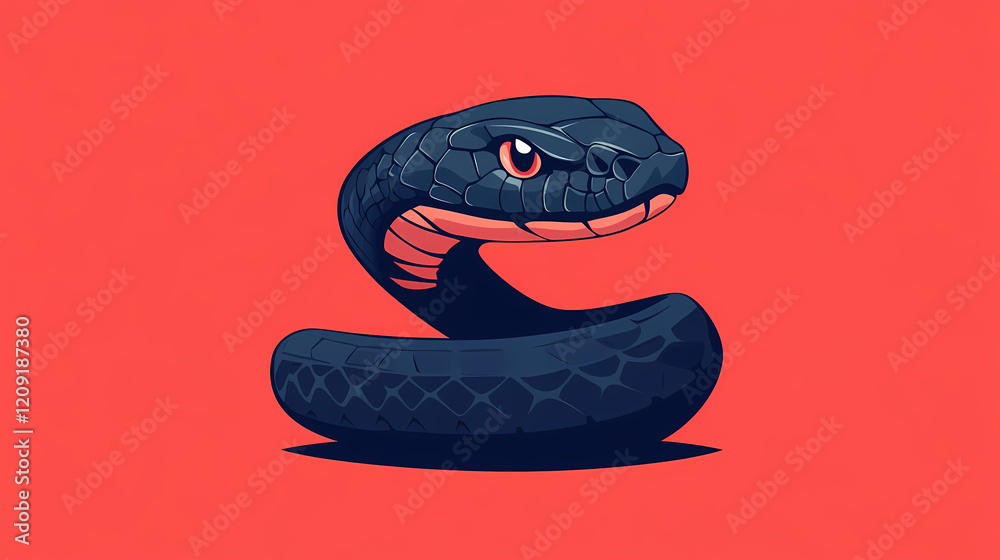 Naklejka premium Black Cartoon Snake Illustration