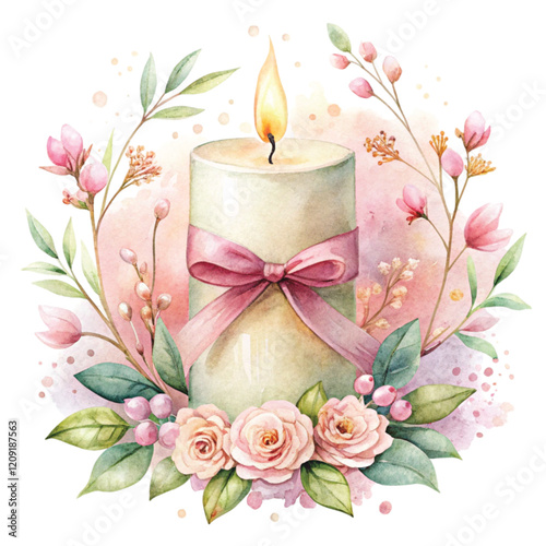 Candles  Owls  Valentine's Day Clipart Watercolor
