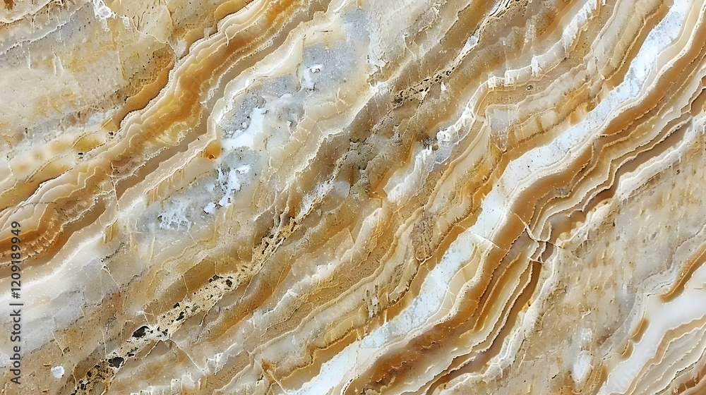 Close-up of a polished stone surface with layered patterns in warm tones. Close-up of a polished stone surface with layered patterns in warm tones.