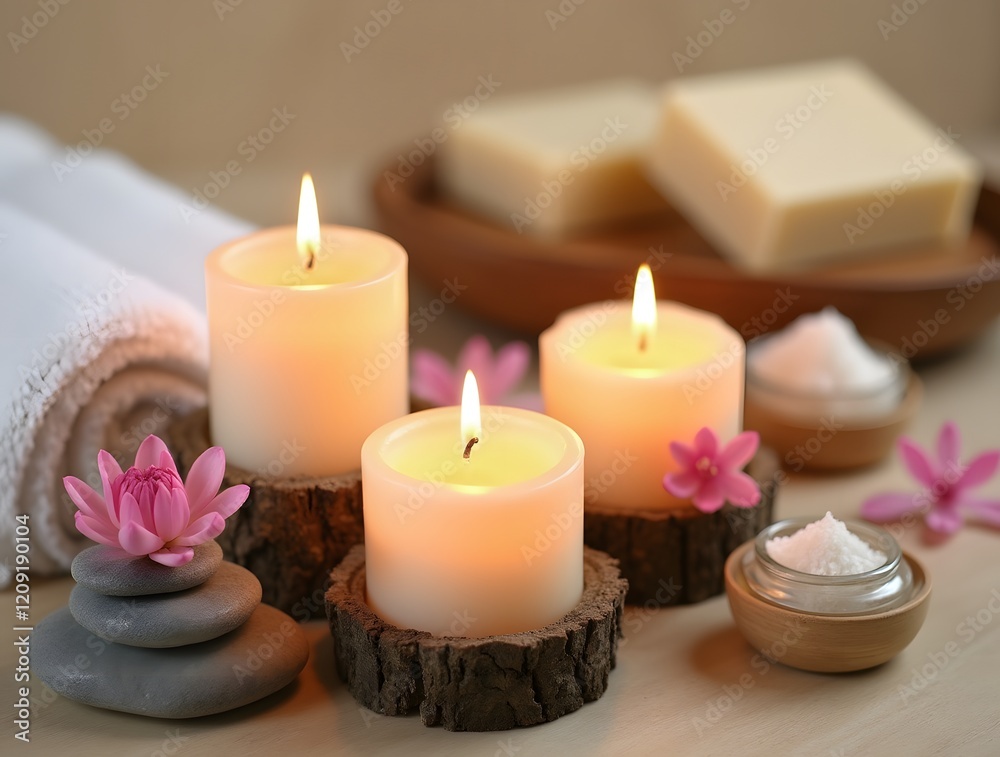 Relaxing Spa Candles with Salts and Flowers Relaxing Spa Candles with Salts and Flowers