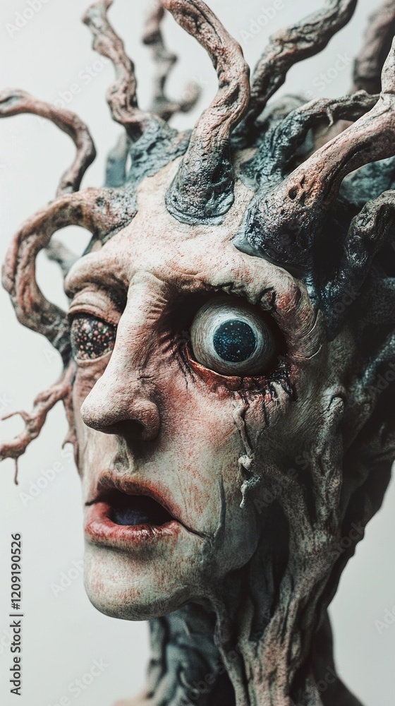 Naklejka premium Surreal Horror Sculpture: A Grotesque, Enigmatic Creature