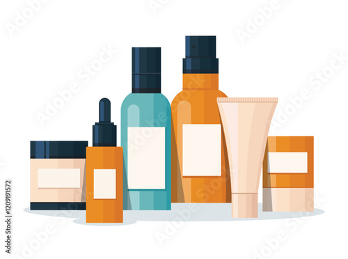 Group of skincare products vector illustration	
