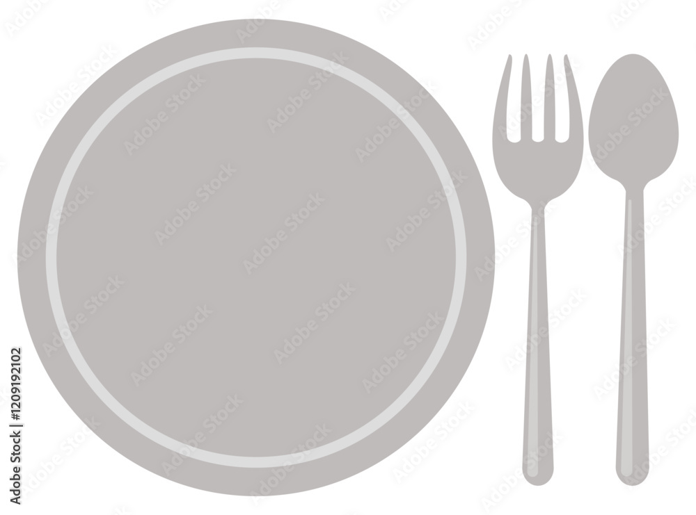 Plate knife and spoon vector icon isolated on white background. Plate knife and spoon vector icon isolated on white background.