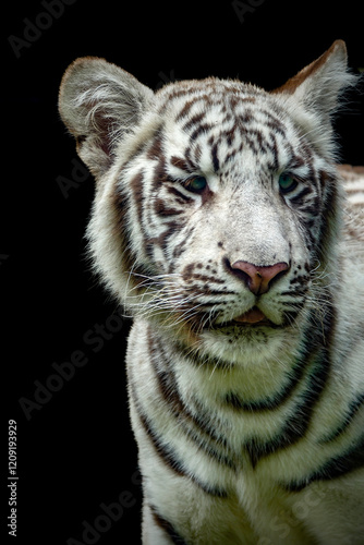 portrait of a juvenile Bengala white tiger photo