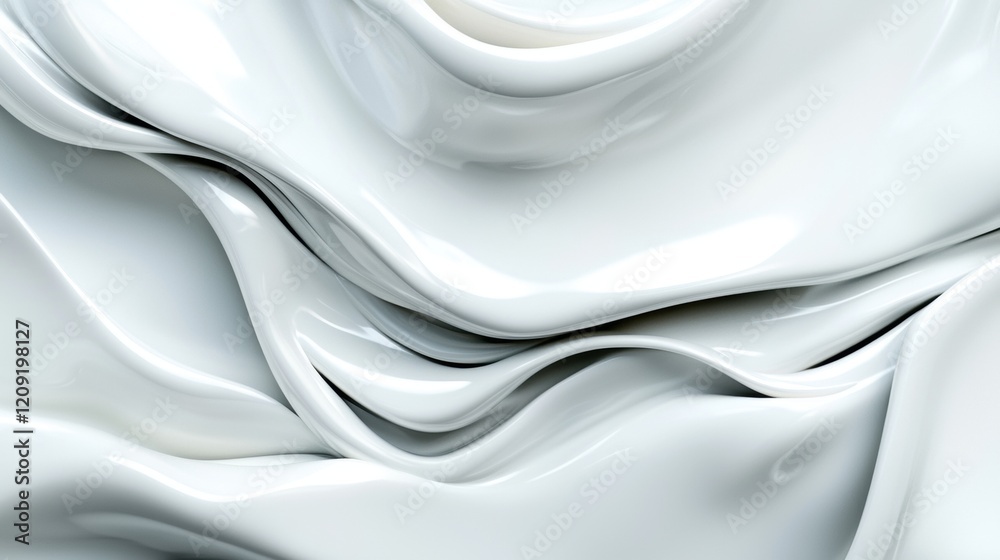 A white, flowing fabric with a smooth, glossy texture. A white, flowing fabric with a smooth, glossy texture.