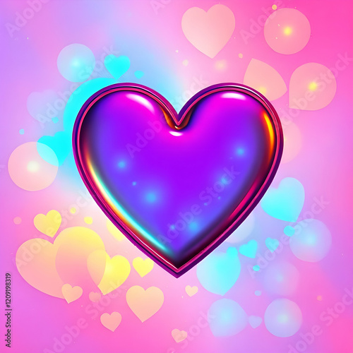 Vibrant Heart Design with Radiant Colors and Glowing Background AI Image