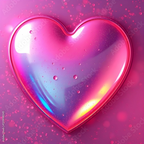 Heart Shaped Gradient Object with Glitter on a Pink Background AI Image

