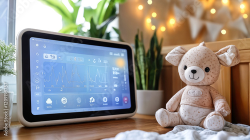 Real-Time Baby Health Monitoring Device with Vital Sign Tracking in Nursery Decor photo