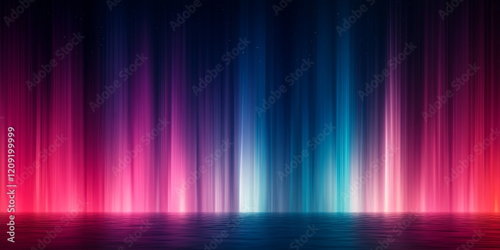 Abstract Neon Lightscape Vibrant Pink Blue and Purple Aurora Borealis Reflection on Water Abstract Neon Lightscape Vibrant Pink Blue and Purple Aurora Borealis Reflection on Water