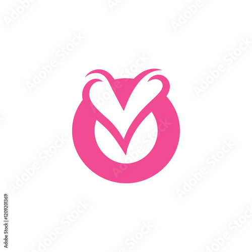 initial letter o heart negative space logo