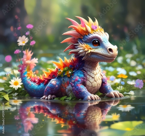 Wallpaper Mural Illustration of adorable baby dragon. Torontodigital.ca
