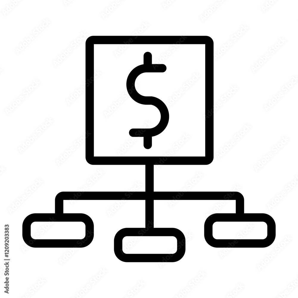 Cash Flow Management Vector Line Icon Design Cash Flow Management Vector Line Icon Design