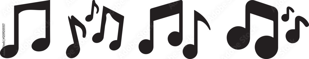 Music notes icon set, Music notes symbol, vector illustration. Music notes icon set, Music notes symbol, vector illustration.