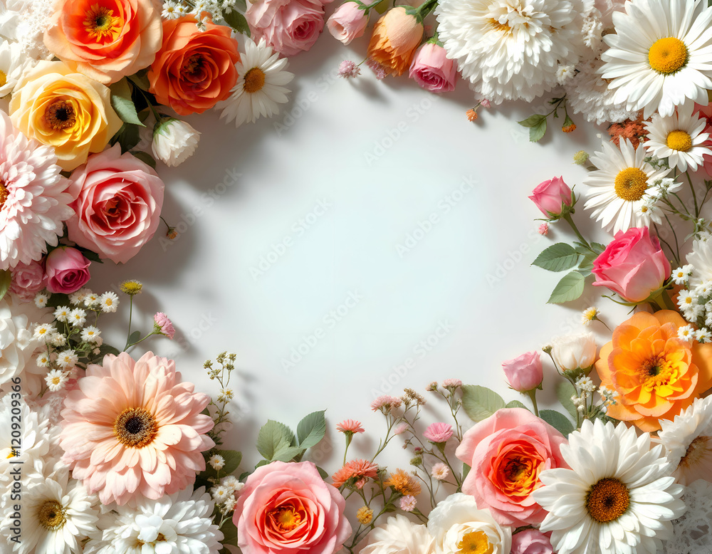 Floral Frame: A Delicate Arrangement of Spring Blossoms Floral Frame: A Delicate Arrangement of Spring Blossoms