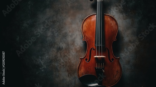 Vintage violin with textured dark background