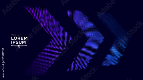 Digital Arrows Pointing To The Right. Abstract Technology Background. Hi-Tech Business Presentation Template. Vector Illustration.