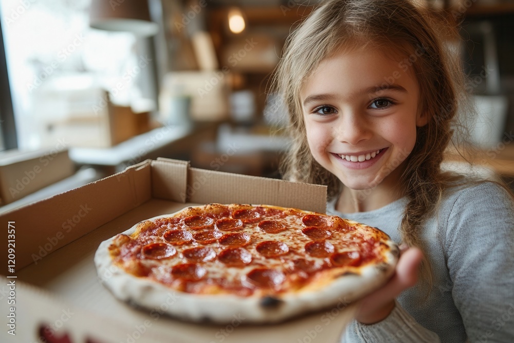 Child enjoying a delicious pizza in a restaurant Child enjoying a delicious pizza in a restaurant