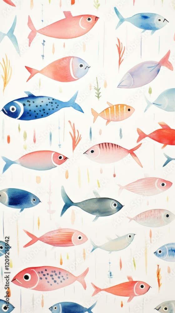 Watercolor of fish pattern animal backgrounds Watercolor of fish pattern animal backgrounds