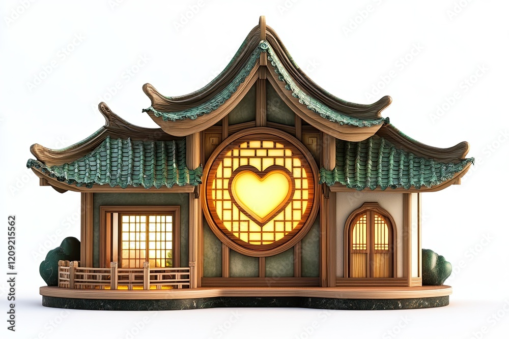 Charming Asian Style House with Heart Shaped Window Charming Asian Style House with Heart Shaped Window