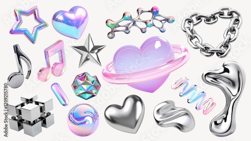 3d hologram and chrome element set