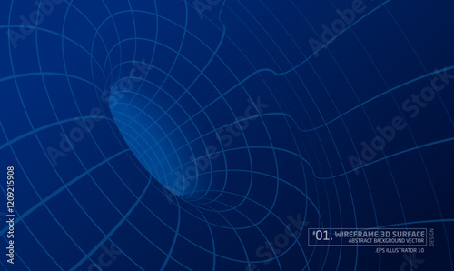 Wireframe Abstract Background 3D Vector illustration, good for futuristic theme presentation background, product background, landing page for webpage or other futuristic theme purpose.