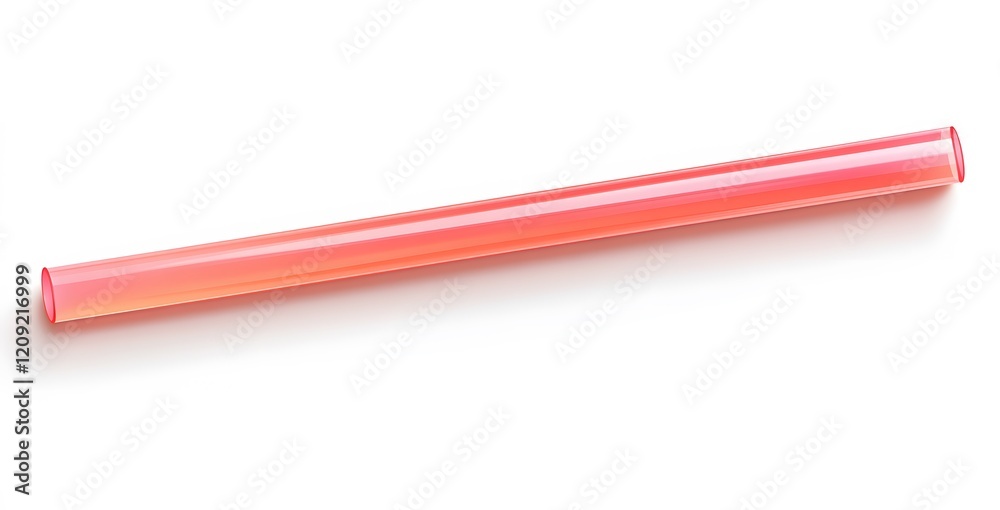 A translucent orange cylindrical tube rests on a white background A translucent orange cylindrical tube rests on a white background